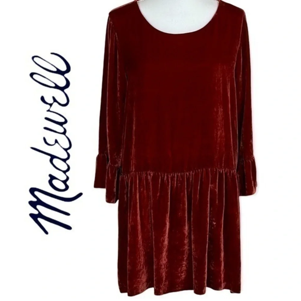 Madewell Silk Blend Crushed Velvet Boho Party Event Dress